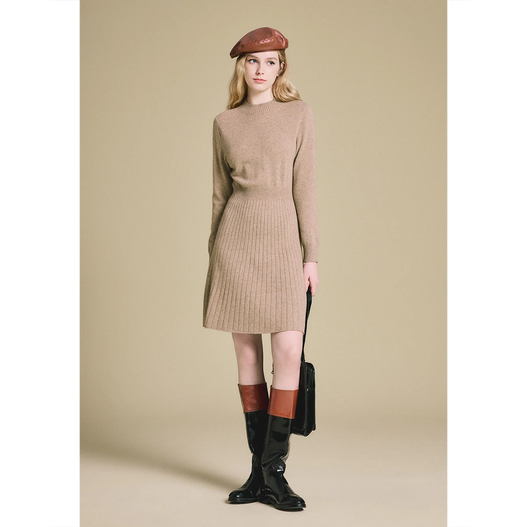 【琥珀流光】PSALTER诗篇100%山羊绒原色绒S曲线美连衣裙6C65106243