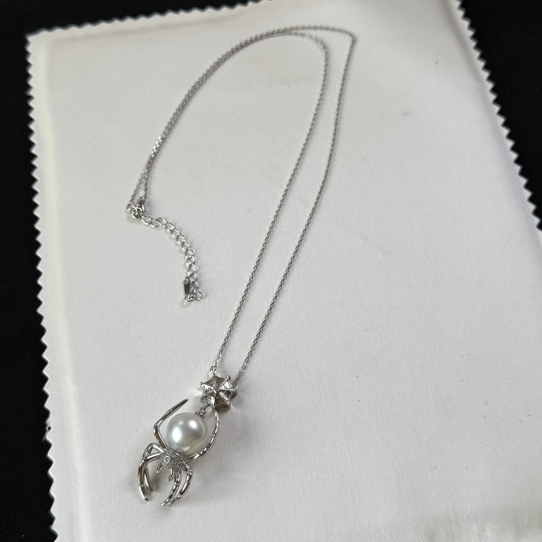 11-12mm天然海水澳白珍珠吊坠蜘蛛设计款 丝绸光感巴洛克珍珠