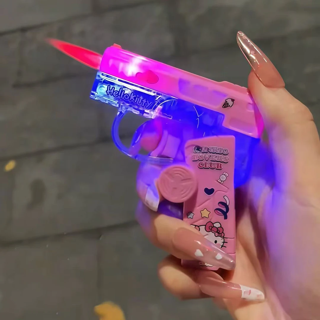 折叠萝卜粉色火焰闪灯陀螺旋转防风打火机个性炫酷送礼物小众潮