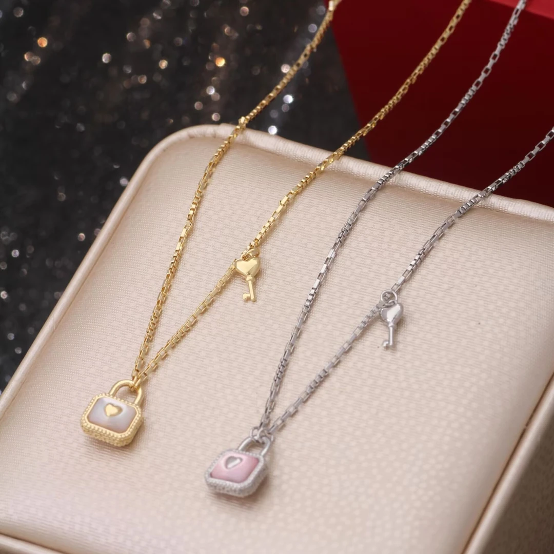 铜项链 《货号9346》几何型小锁项链锁骨链（链长42+5）