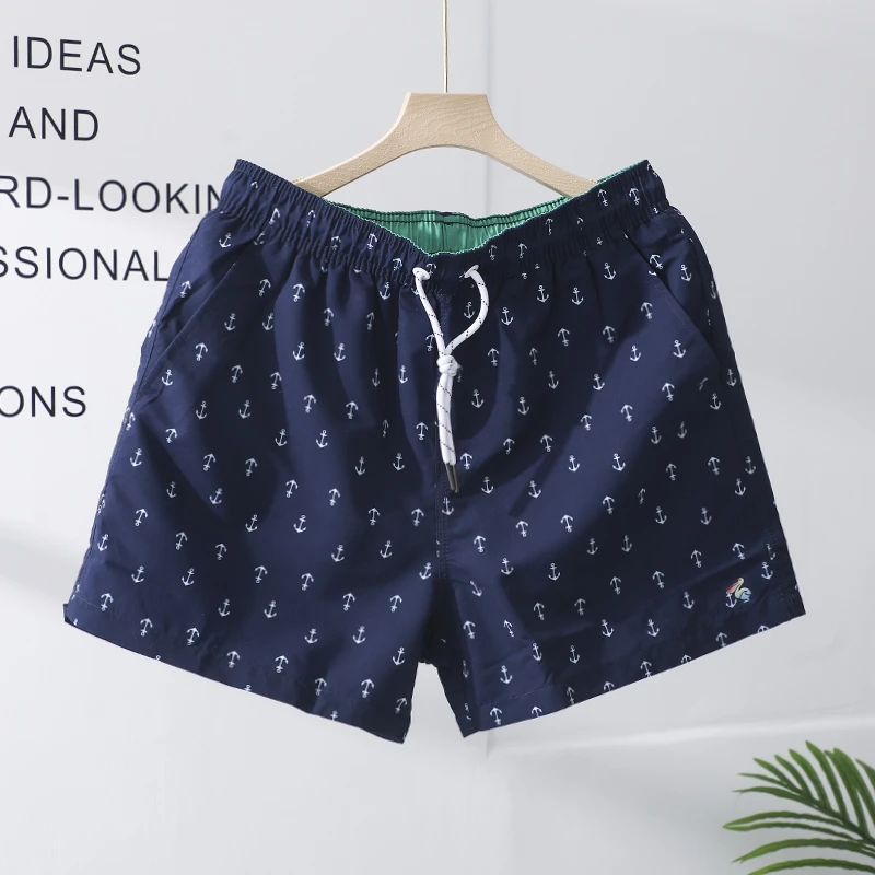 男士沙滩裤冰丝速干三分短裤宽松休闲游泳裤海边度假必备三分裤男