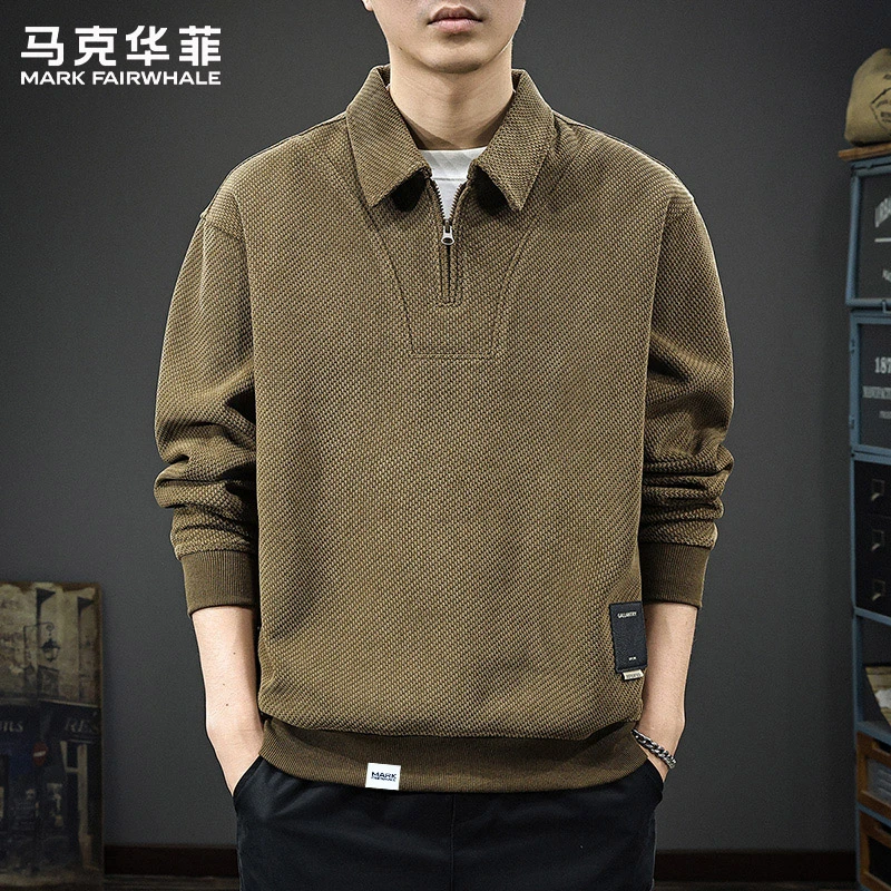 马克华菲2025秋冬新款半拉链立领休闲长袖卫衣男潮牌大码套头外套
