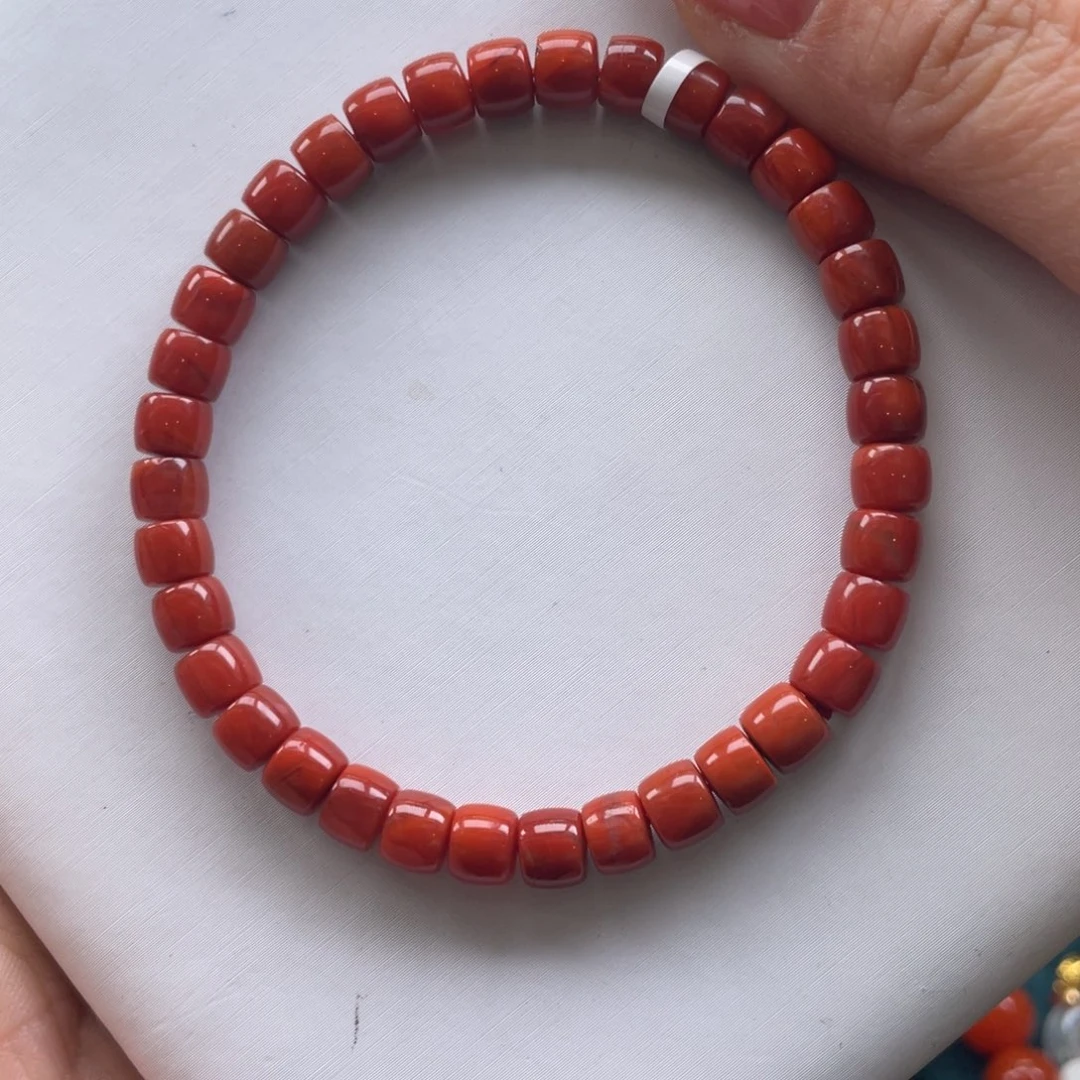 南红玛瑙未镶嵌川料南红满肉直切单圈6+mm