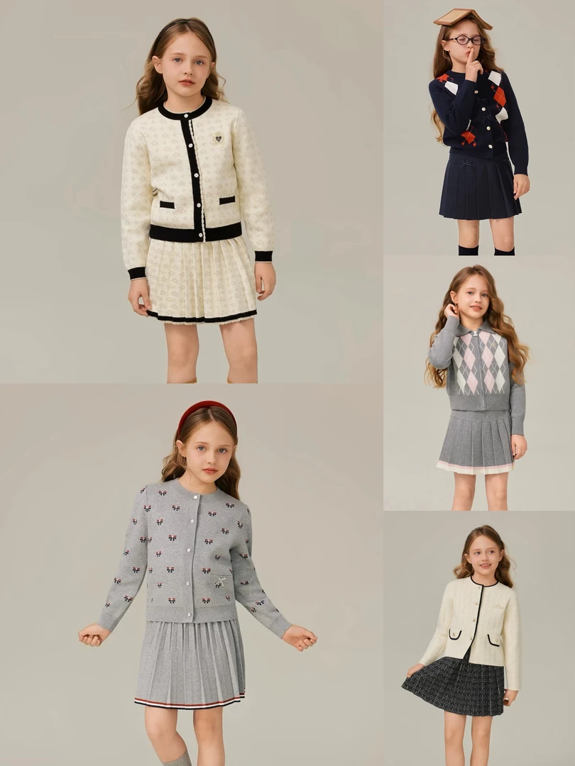 POLOWALK（111）25年秋季新款女童针织套装儿童