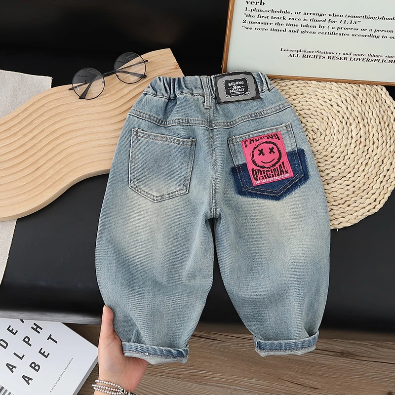 男童裤子春秋款2025新款洋气儿童装牛仔裤女孩春季休闲长裤宝宝裤