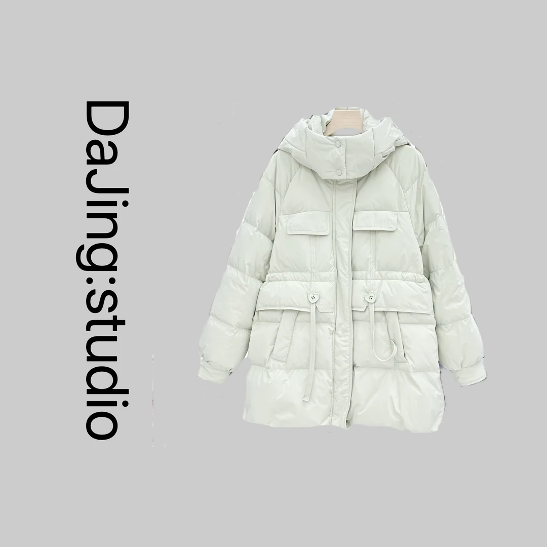 DAJING2025年冬新款女中长款韩版连帽百搭加厚气质修身保暖外套