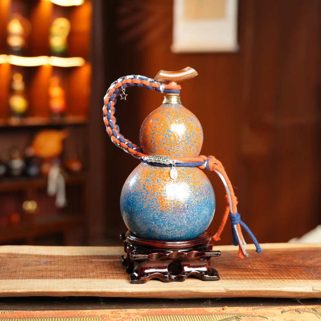 S19神话级橙蓝双色渐变大漆酒葫芦