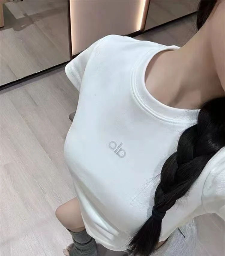 A1O官网春夏瑜伽健身修身正肩圆领短袖T恤女透气短袖休闲运动上衣