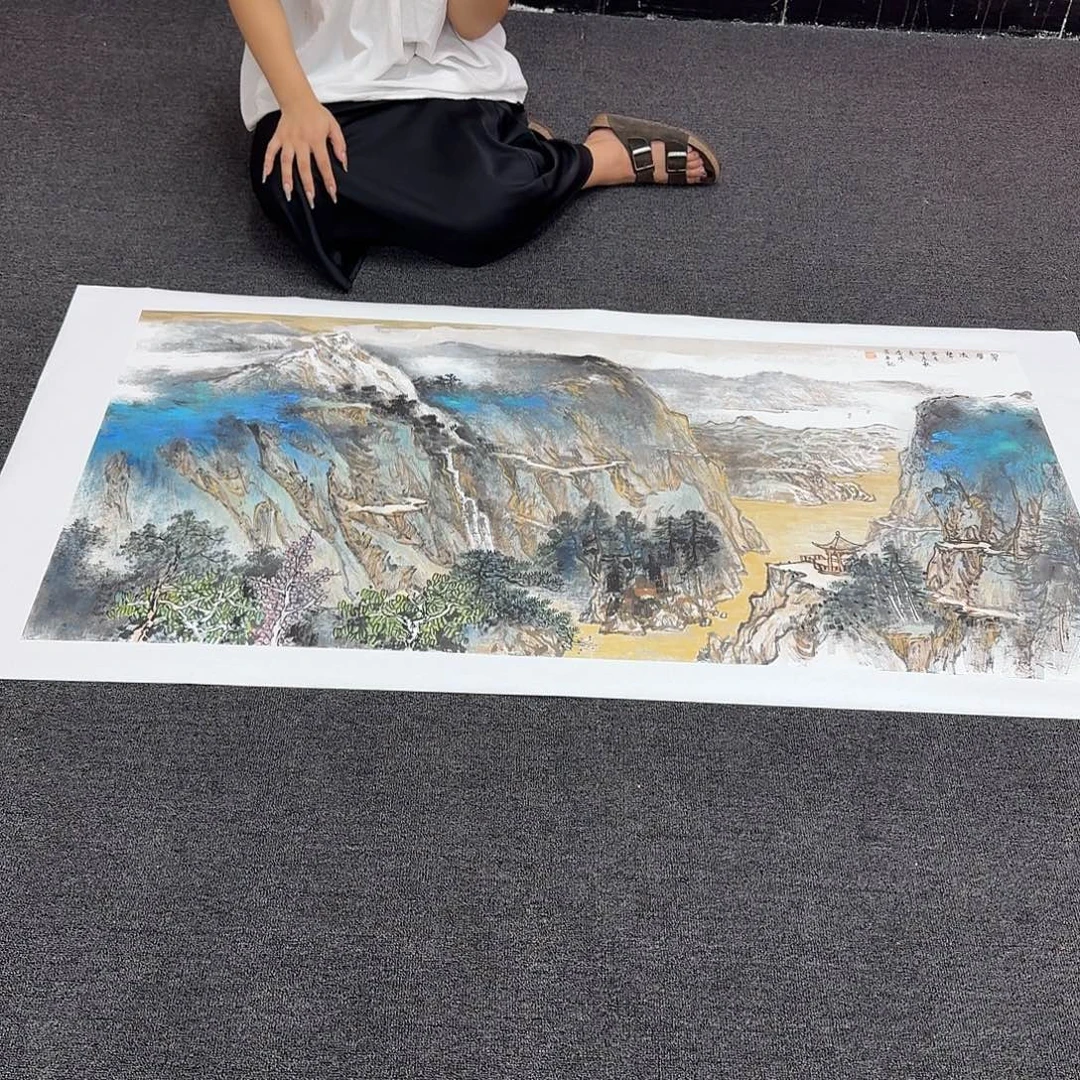 国画四尺泼彩山水