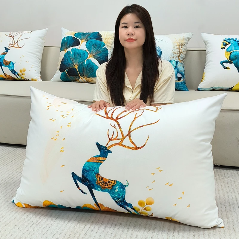 2025新款鹿轻奢客厅沙发抱枕枕头马靠垫套子大靠背靠枕套罩不含芯