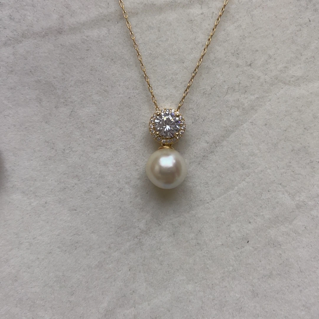 银S925镶嵌海水珍珠项链