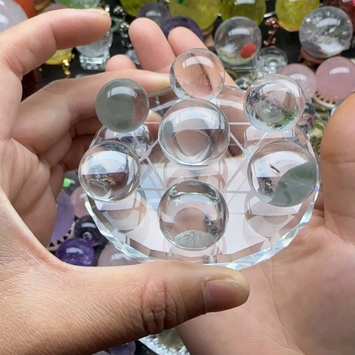 水晶摆件未镶嵌水晶白水晶七星盘一套