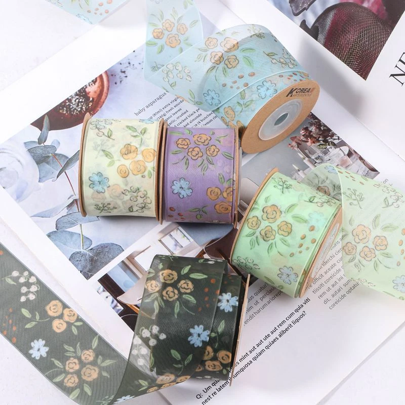 双面透纱小碎花丝带服装鲜花绑带小清新DIY手工蝴蝶结发饰织带