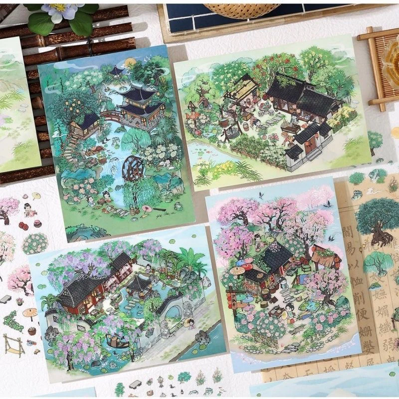 Infeel.Me我的小屋第四弹古风系列微缩立体造景屋场景手账贴纸