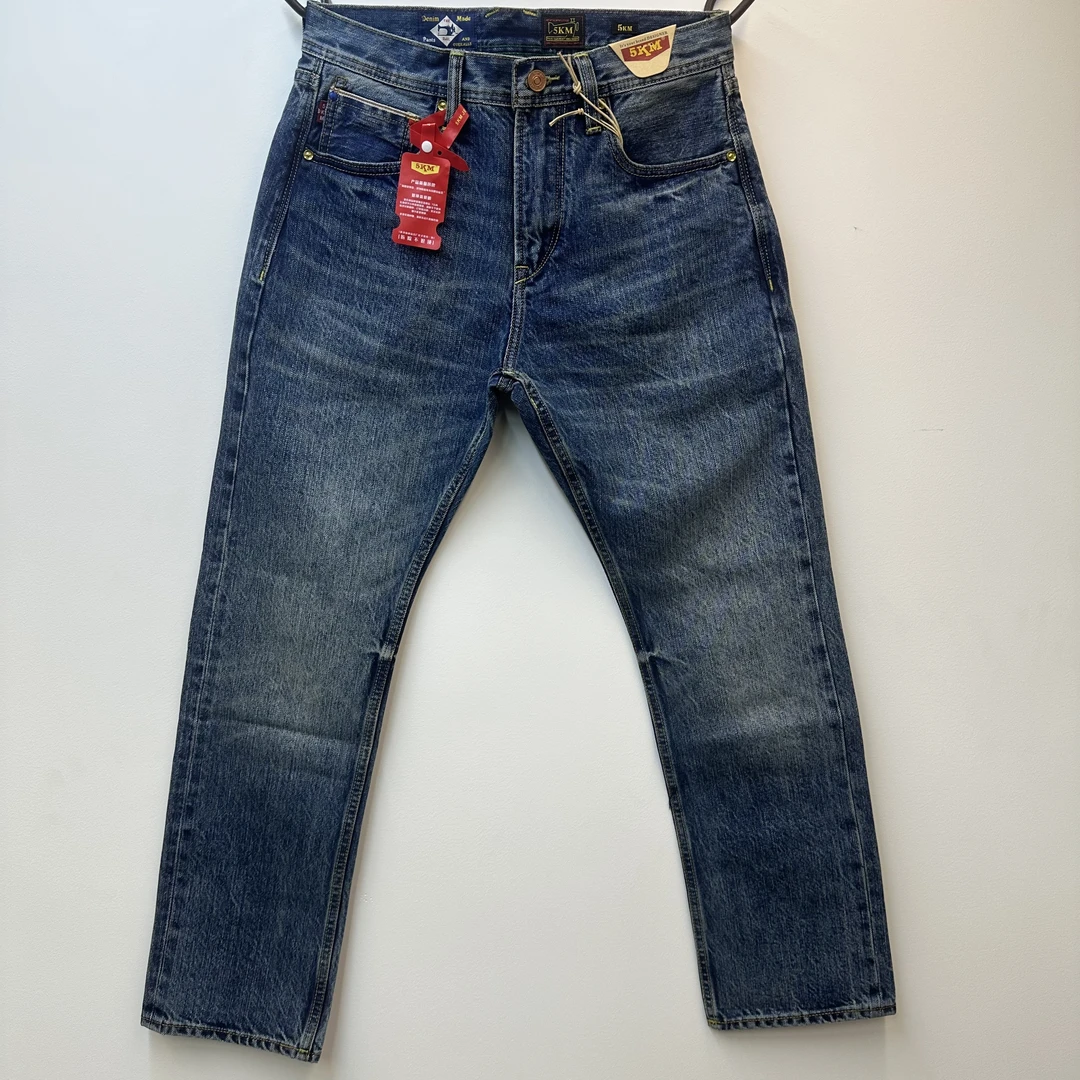 KM8025赤耳丹宁牛仔裤春季上新男士浅蓝色13.5盎司501版型直筒裤
