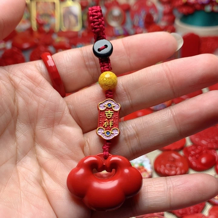 天然辰砂工艺品朱砂钥匙扣