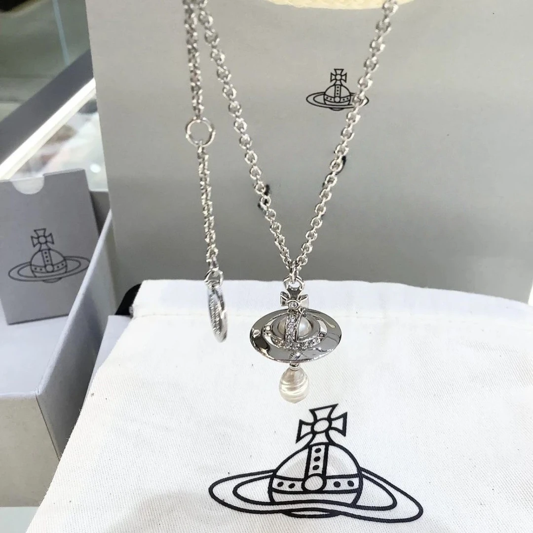 钛钢项链 【1:1对版】 西太后小号土星水滴巴洛克项链锁骨链坠链