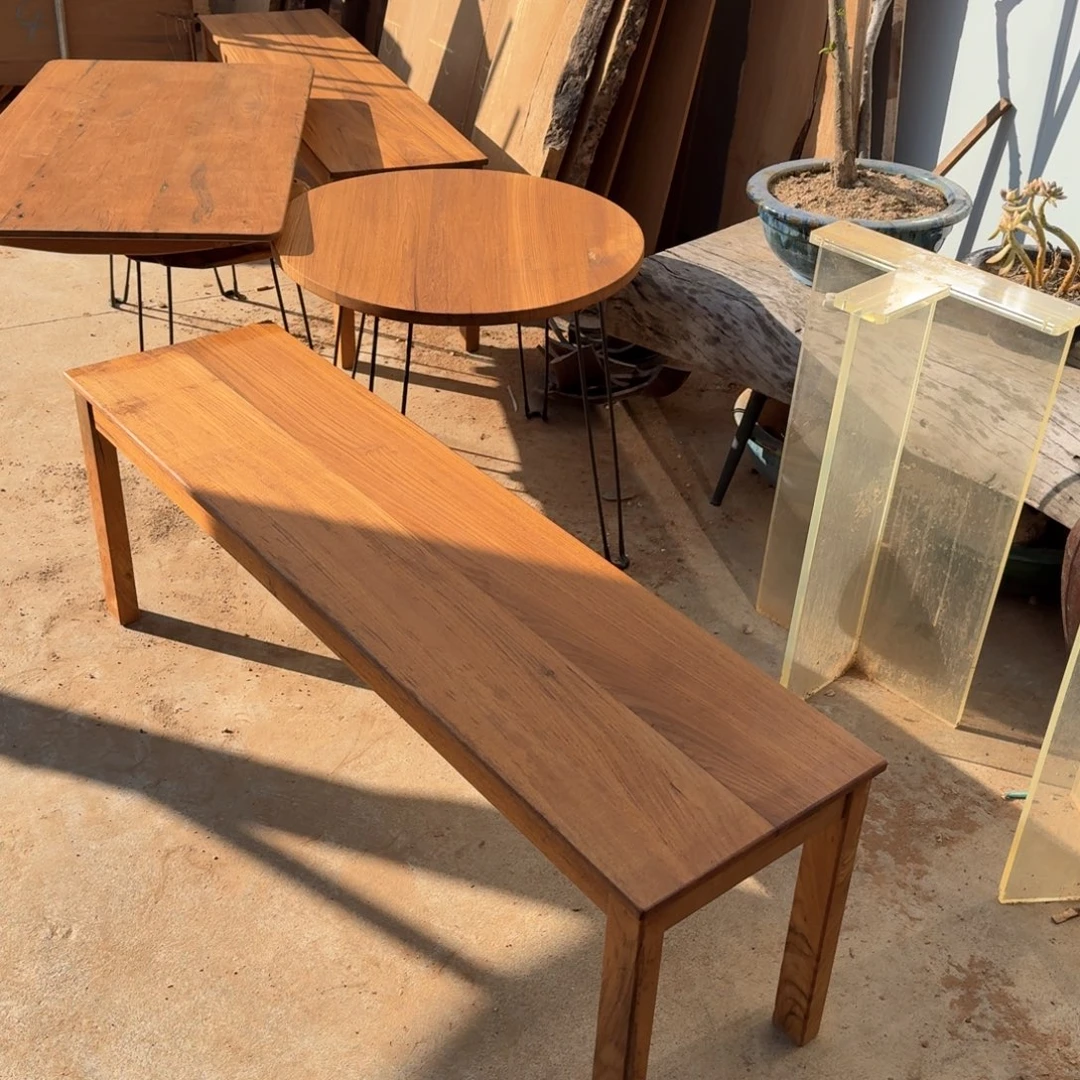 t***g其它金属缅甸柚木长条凳