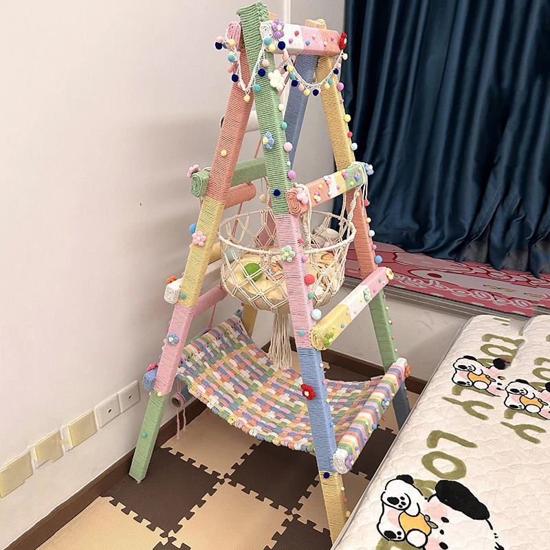 猫爬架diy棉线绳材料包多巴胺猫抓板一体小户型不占地手工编毛线
