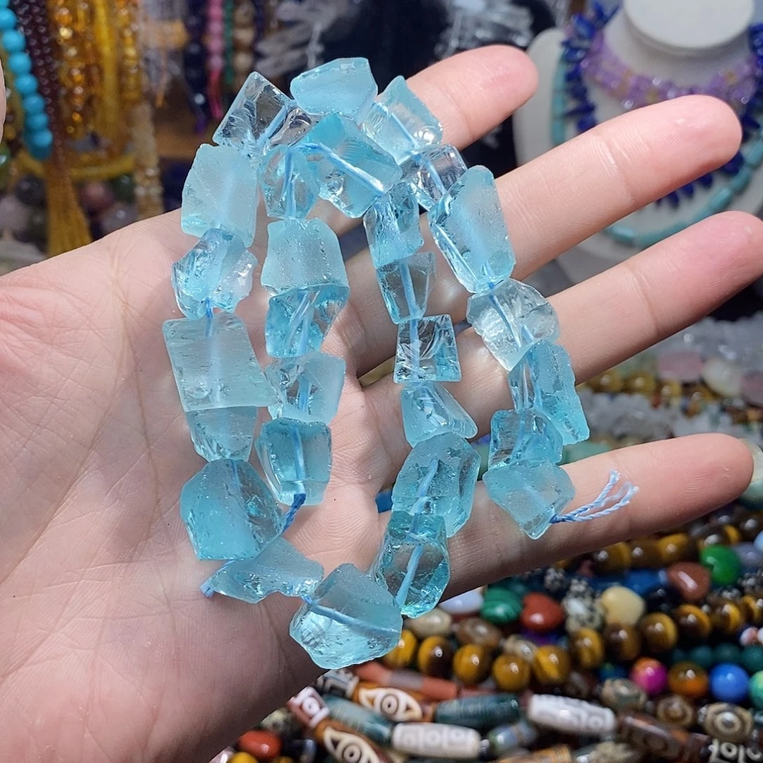 石英质玉未镶嵌，海蓝随行15mm，