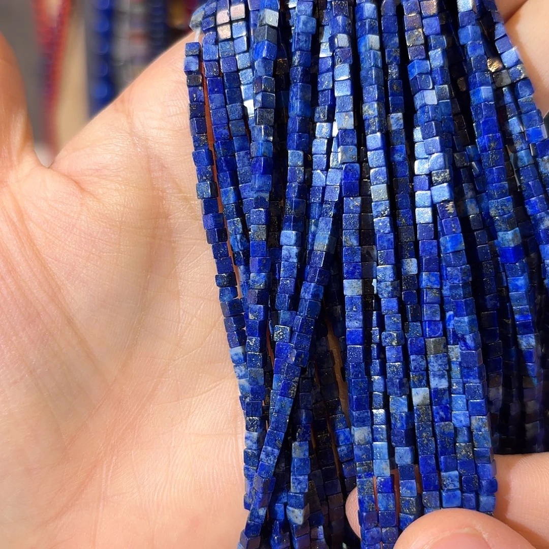 玛瑙/玉髓银S925镀金镶嵌珠宝半成品青金卡2方块一条