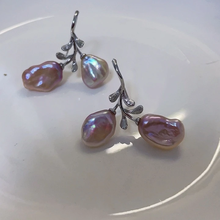 淡水珍珠耳饰银S925镶嵌