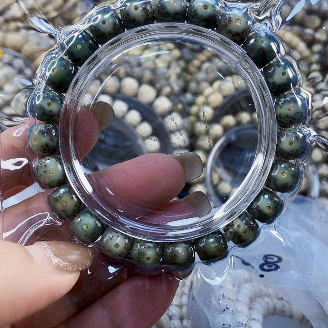 星月菩提手串石玉料绿幽灵手串尺寸10/9