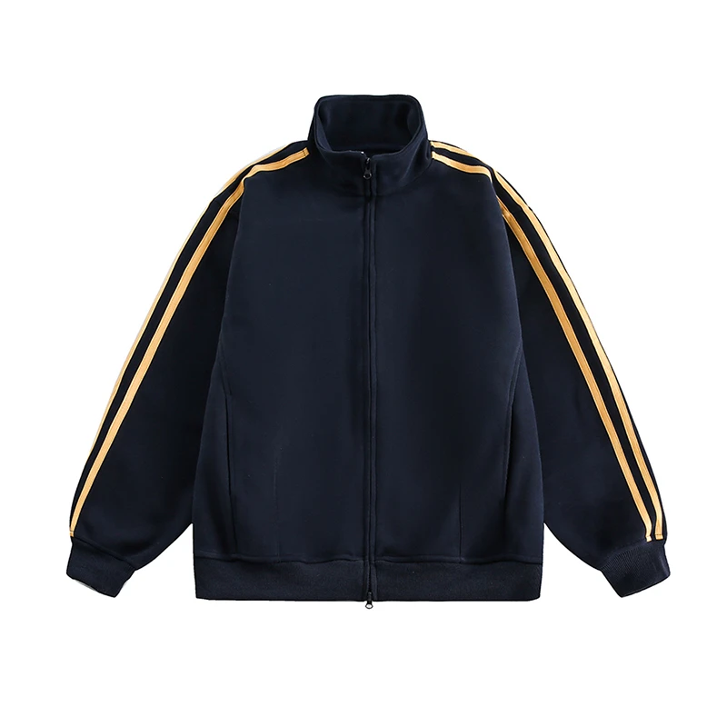 GS美式重磅三条杠立领开衫卫衣男士时尚个性潮牌宽松休闲拉链外套