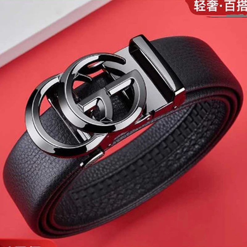 酷奇旗舰新款轻奢字母真皮皮带自动扣中青年高档腰带百搭年轻人裤