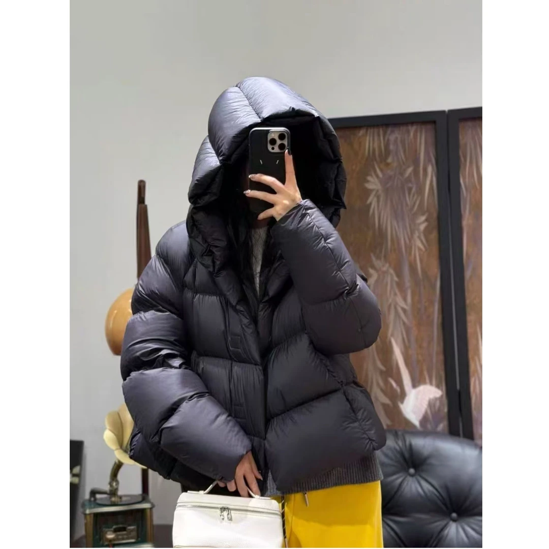 欧货2025冬季新款泡芙羽绒服短款连帽加厚白鸭绒时尚保暖外套女