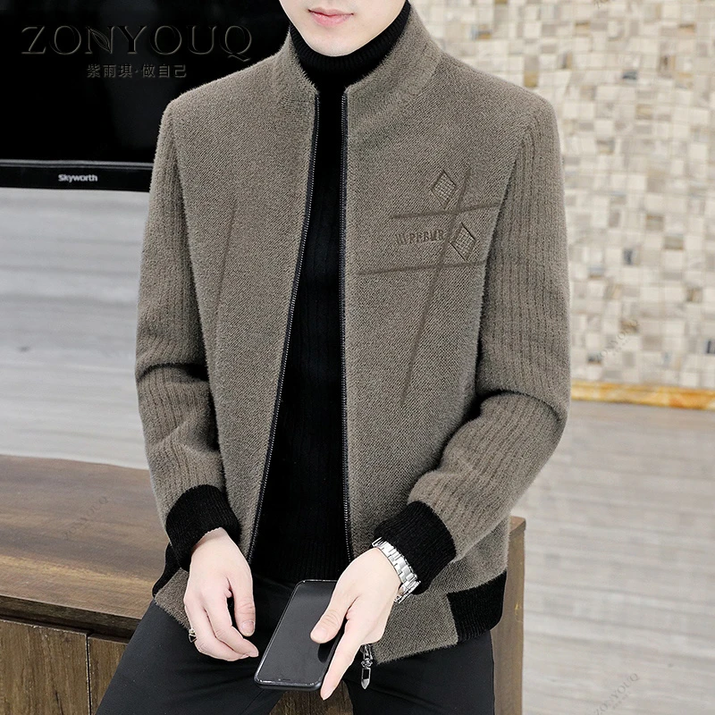 夹克男士冬季加绒加厚保暖毛呢大衣休闲商务立领时尚百搭修身外套