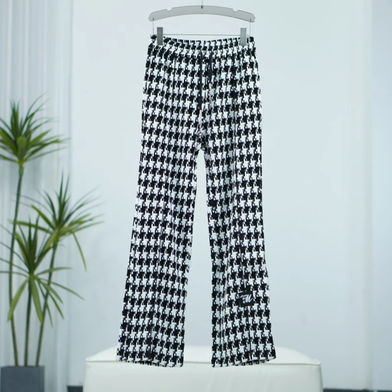 一路童行 谷系列 B17  女装 撤柜时尚千鸟格直筒裤 224FKZ260