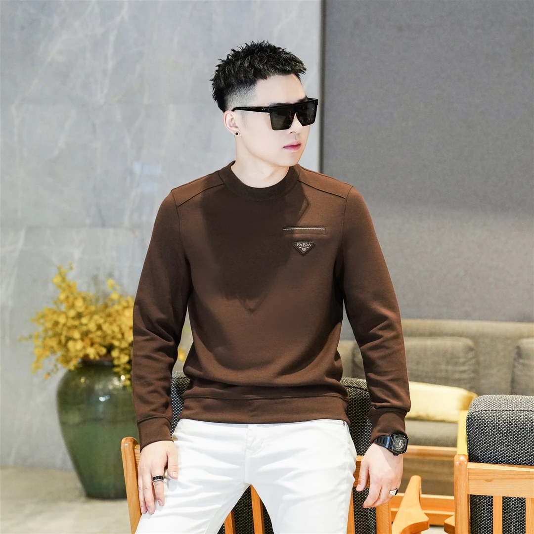 欧洲站2025秋冬新款男士高端男小口袋卫衣圆领个性潮流欧货5560