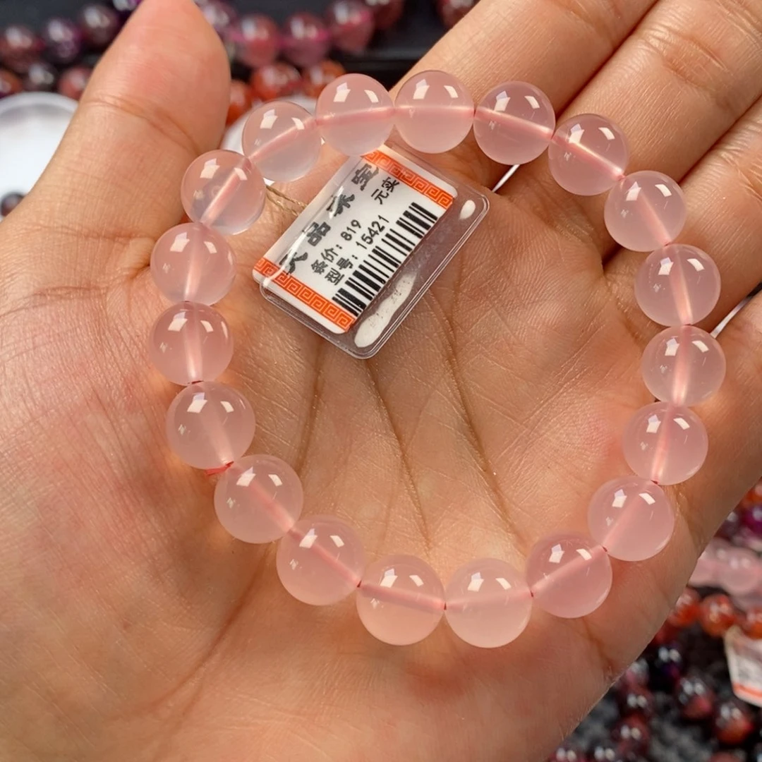 水晶手链未镶嵌马****豆粉水晶15421