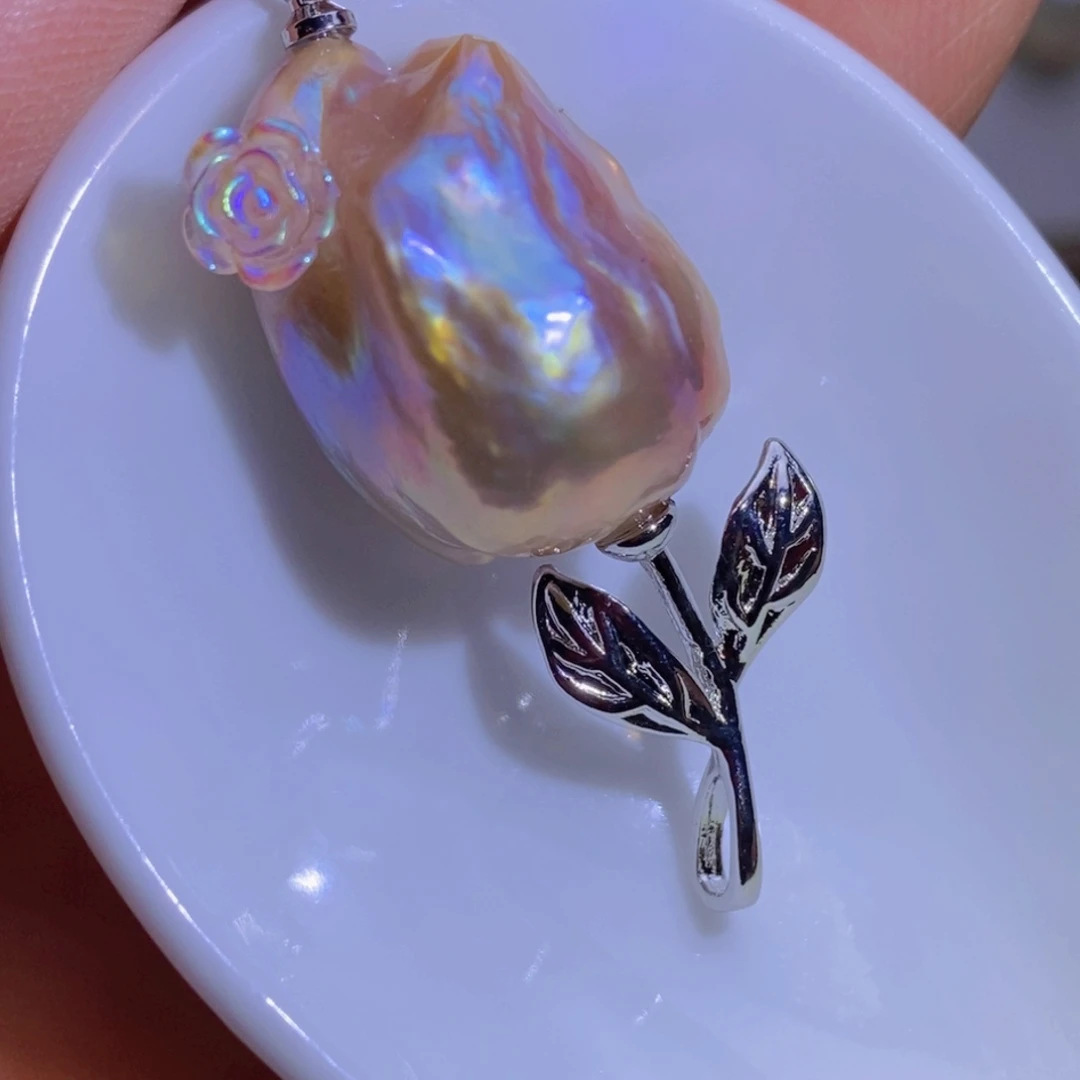 淡水珍珠银S925镶嵌珍珠