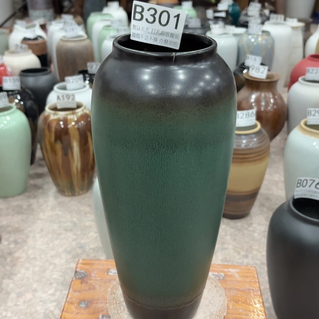 陶摆件瑕疵口裂301景德镇陶瓷花瓶高34口9