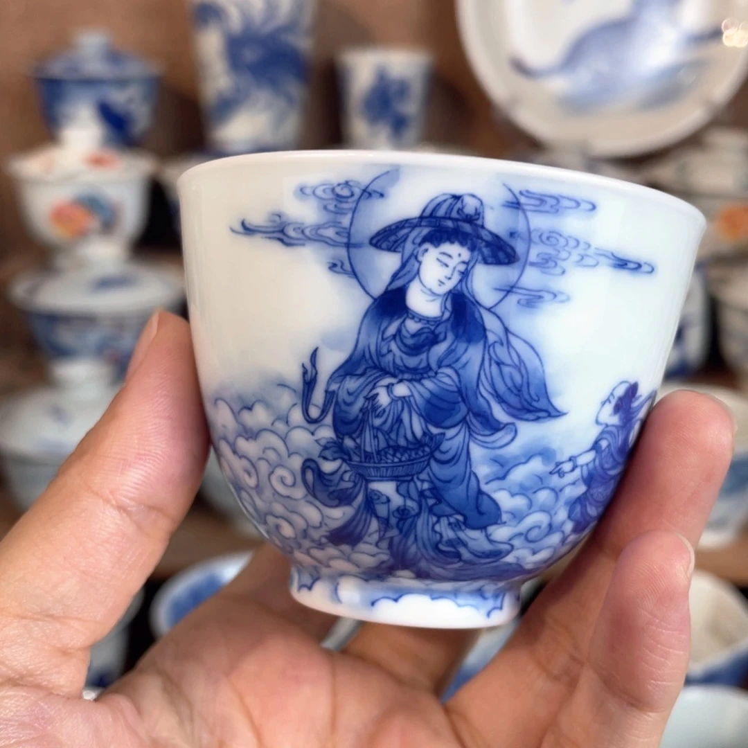 泥藝瓷梦观音杯杯