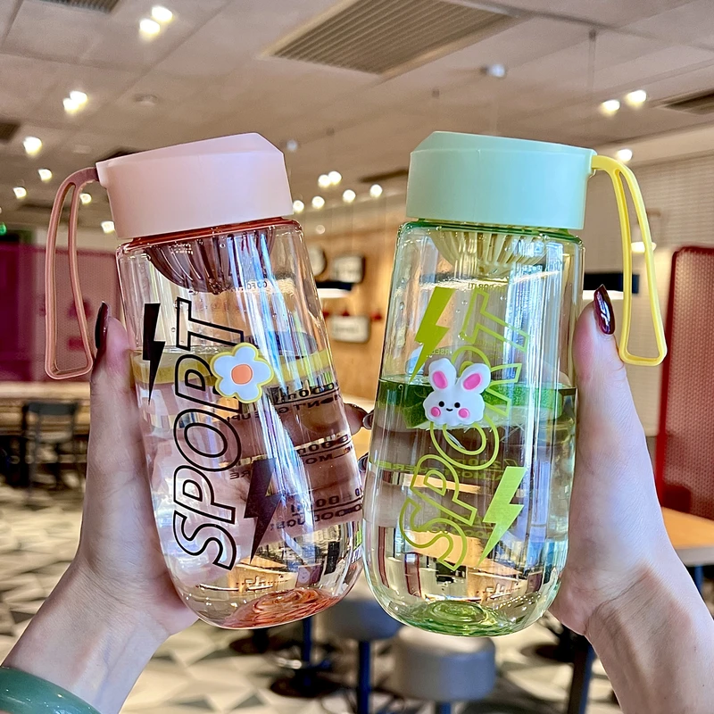 简约女生水杯高颜值小学生带茶隔手提塑料女士随手杯外出运动便携