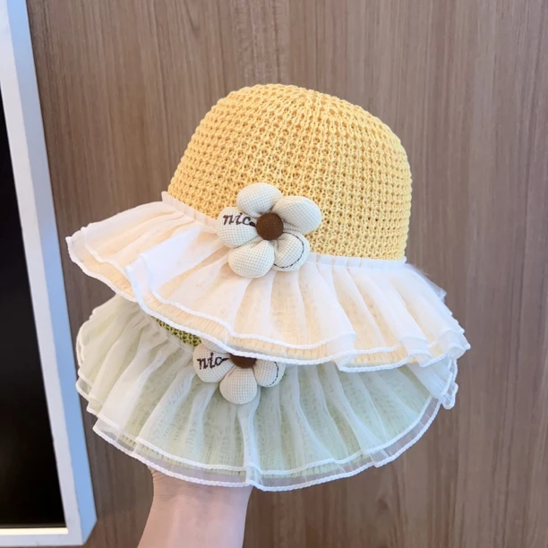 【夏日女孩】儿童防晒帽夏季女孩遮阳太阳帽女童草帽出游大檐公主帽