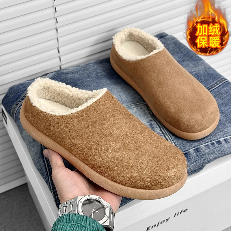 男士勃肯鞋冬季外穿一脚蹬情侣包头拖2025新款加绒保暖小土豆鞋子