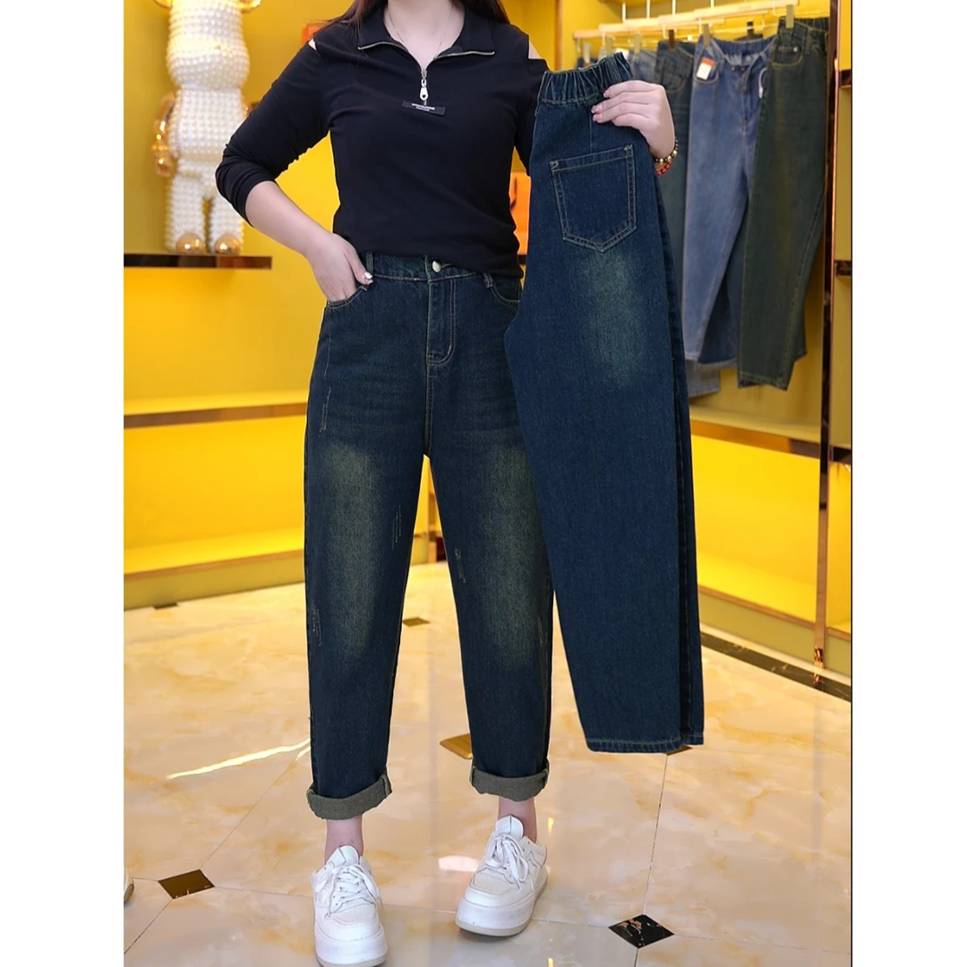 6010 秋冬潮流休闲后松紧腰哈伦裤显瘦遮胯高腰时尚百搭老爹