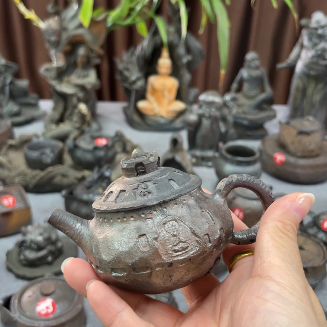 福利壶全手捏柴烧茶器