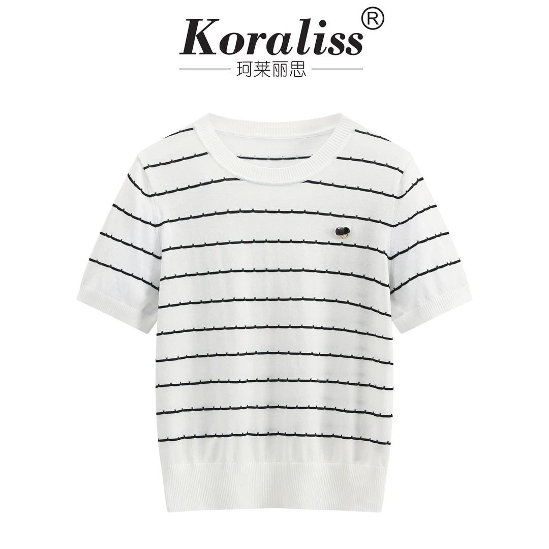 珂莱丽思春夏重工时尚年轻新款针织衫新款短袖5636