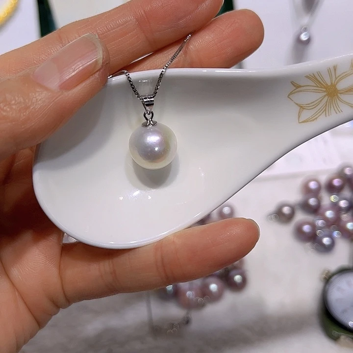 淡水珍珠白珠银色瓜子扣未镶嵌