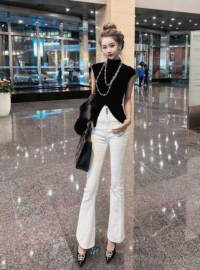 法式小众上衣韩版显瘦设计感小众不规则小众设计开叉短袖