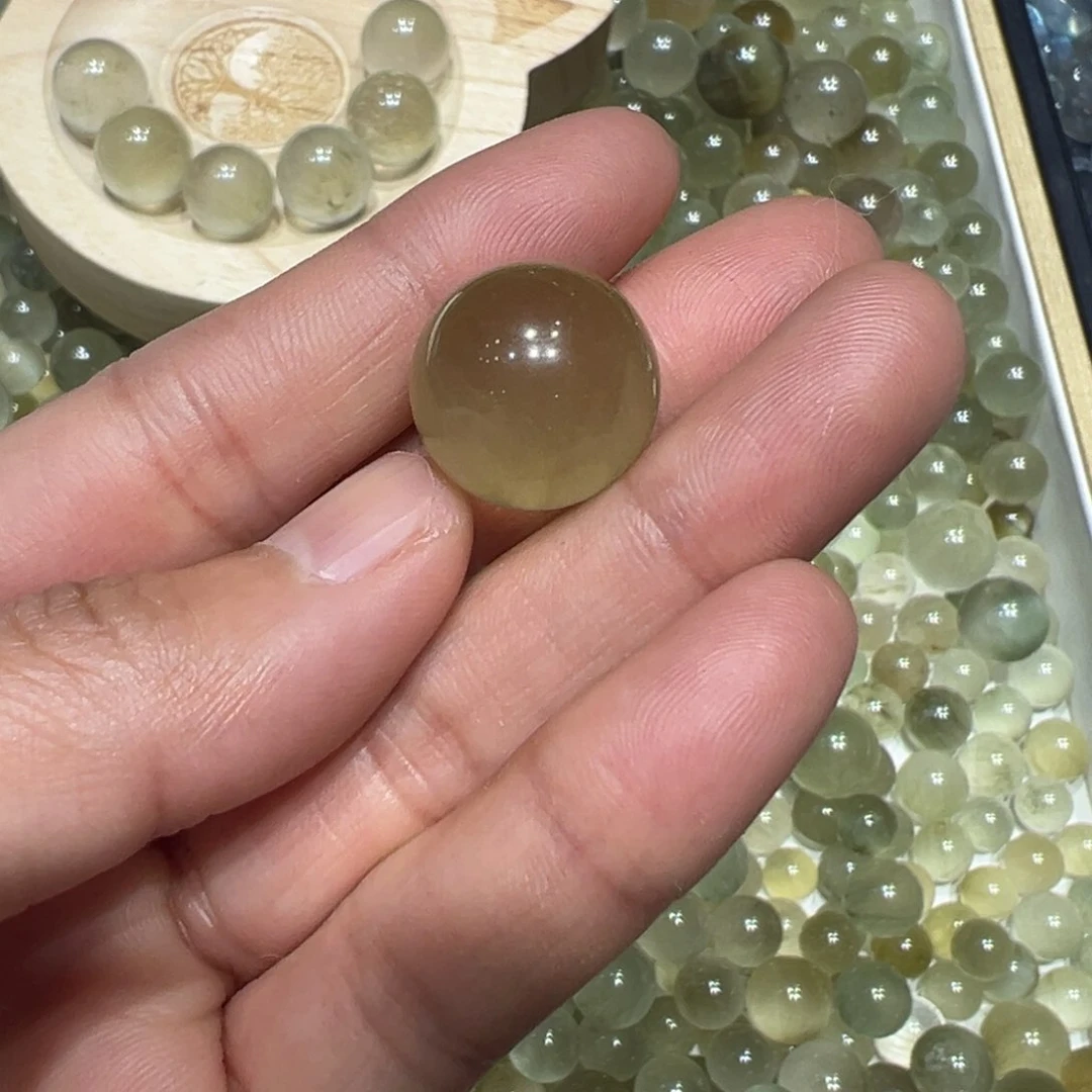 水晶水晶绿兔毛16.4mm打孔不退换未镶嵌蓝*儿