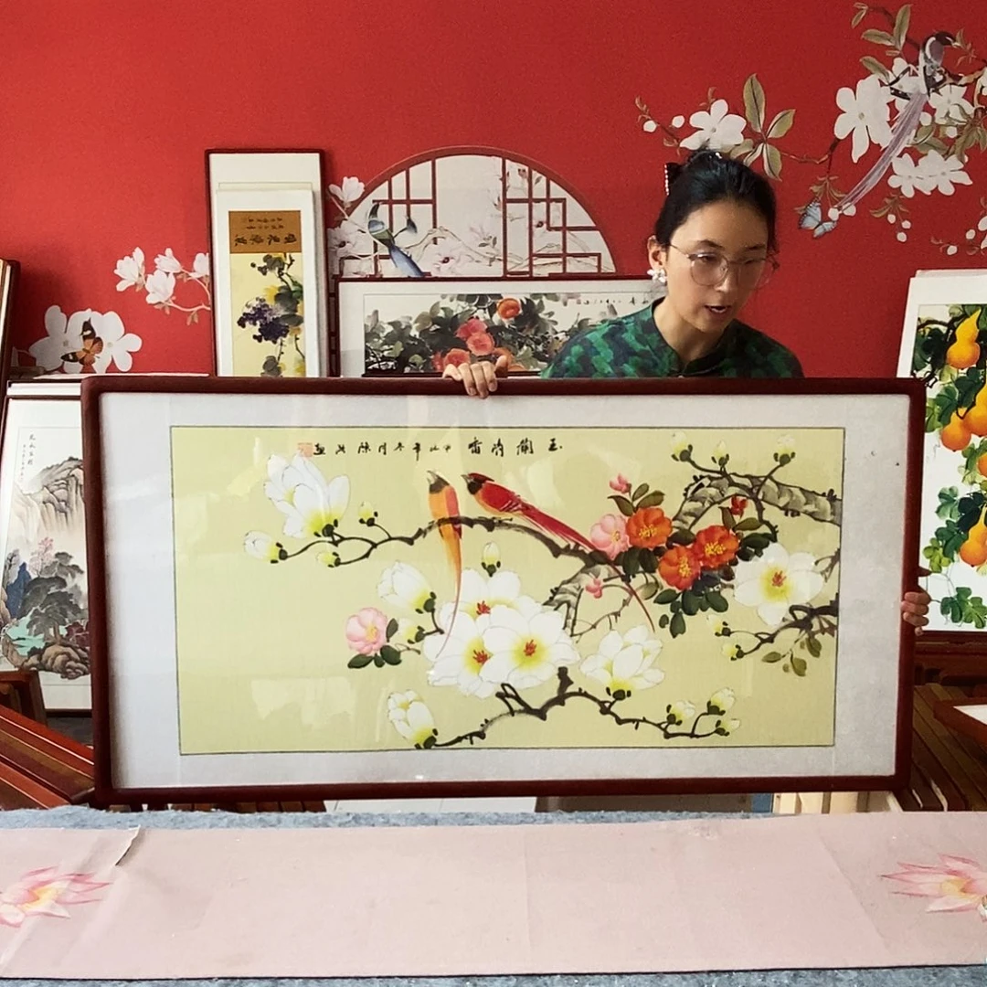 国画手写手绘带框包邮62✖️122国画作品