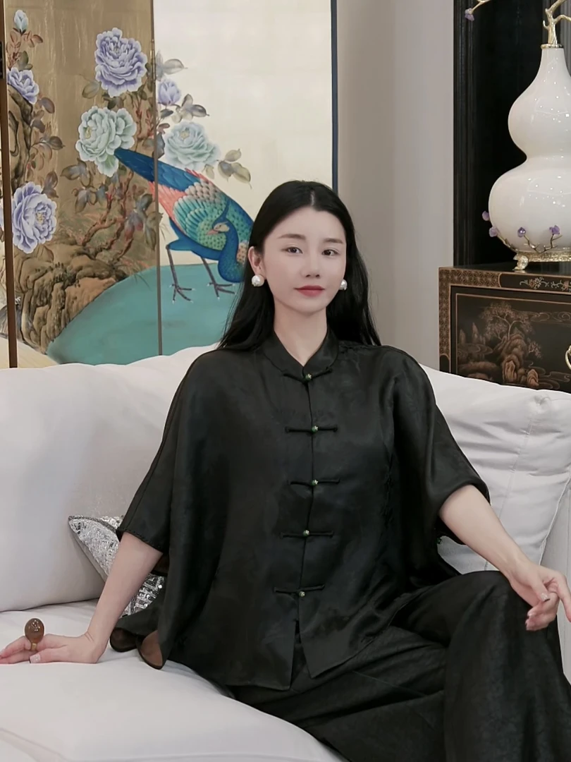 Betty Bairn【传承/禅意茶色】重缎香云纱桑蚕丝上衣25B-BW277