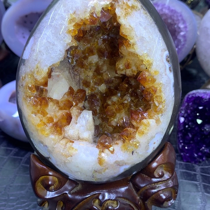 水晶福利黄水带方解龙蛋未镶嵌