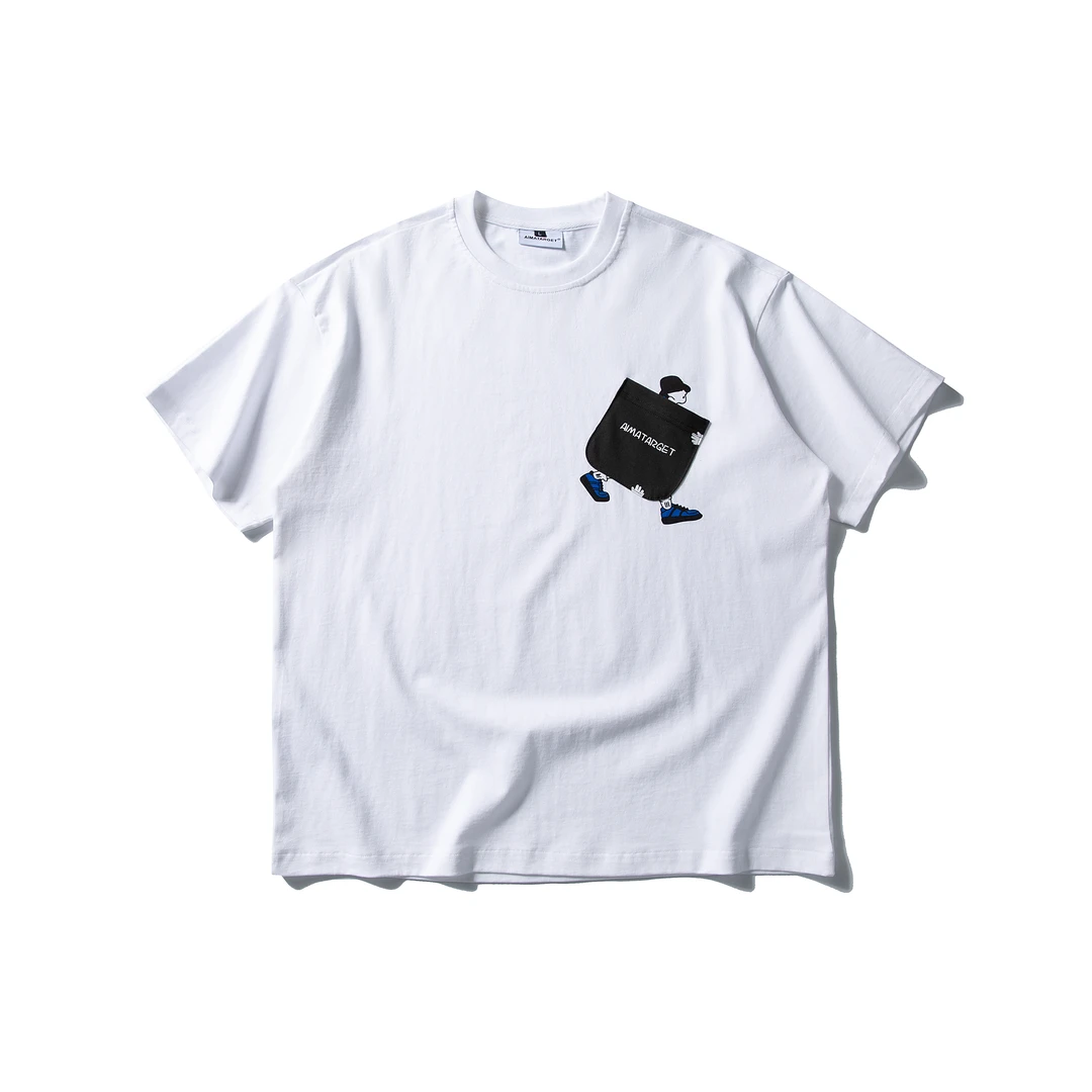 BOGEDIT夏季搞怪印花 男士T恤简约百搭宽松潮流圆领纯色情侣半袖